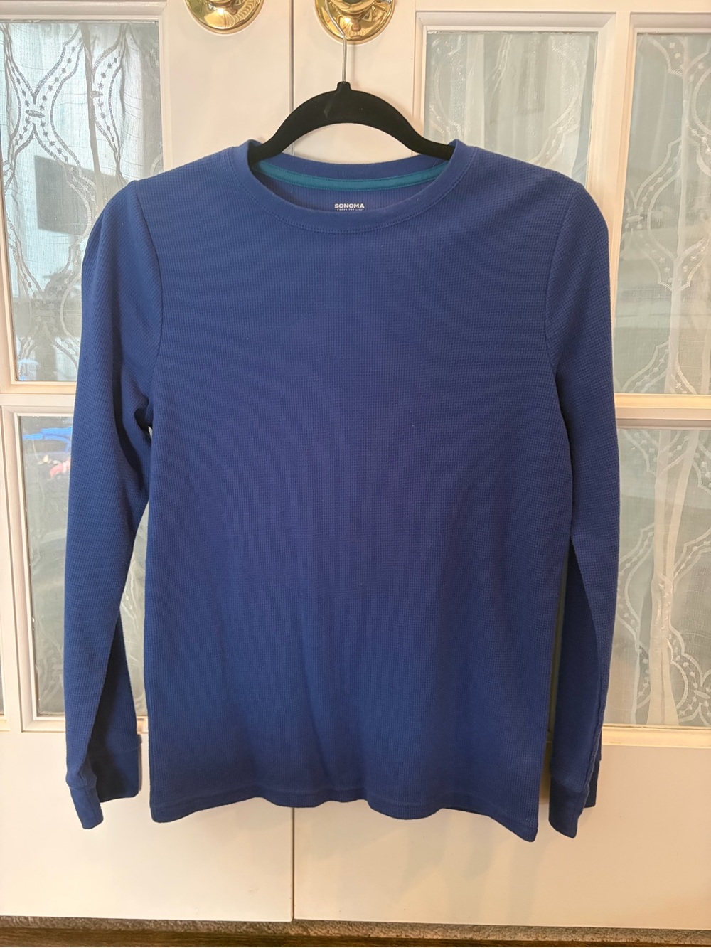 Sonoma Boy’s Long-Sleeve Waffle Crewneck Shirt - Royal Blue Sz XL GUC